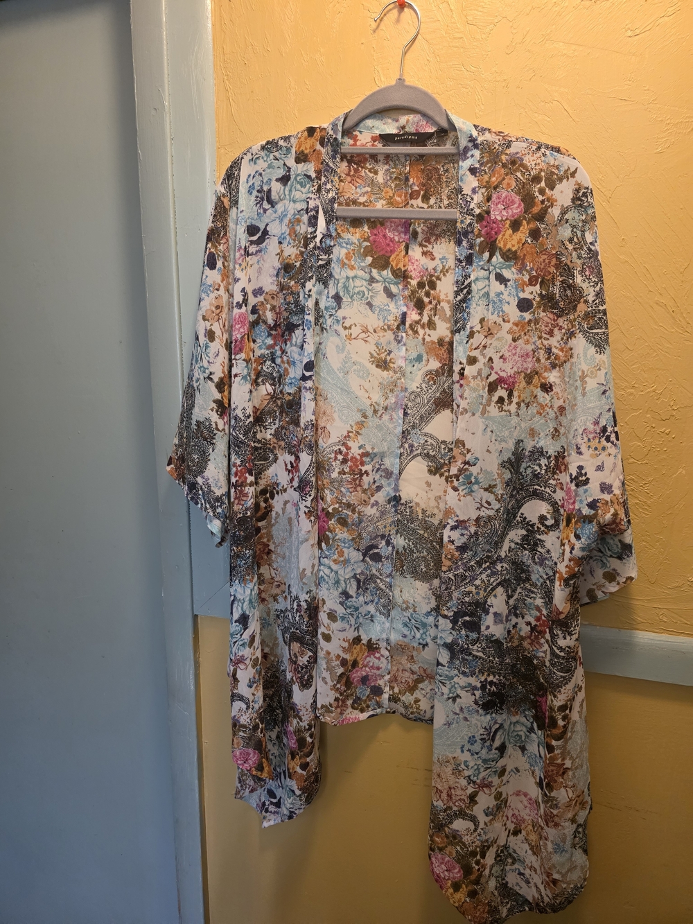 Floral Printed Sheer Kimono Cover-Up - Multicolor